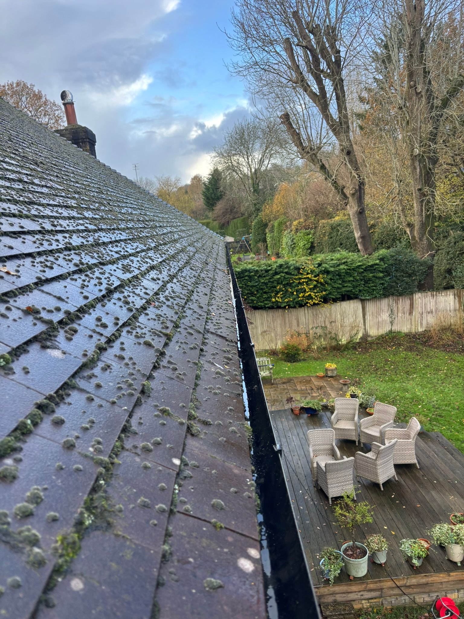 The same residential gutter after professional cleaning by Proline Exterior Cleaning